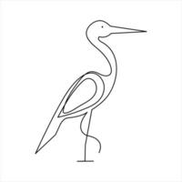 Simple heron icon using continuous stroke drawing vector