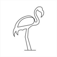 Simplified flamingo illustration in continuous line style vector
