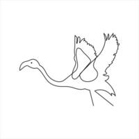 Flamingo silhouette in single line minimal art vector