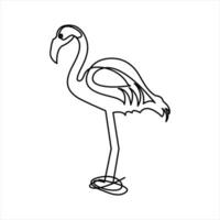 Flamingo symbol drawn in a single continuous line vector