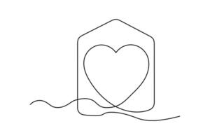 Outline heart icon made with a single continuous line vector