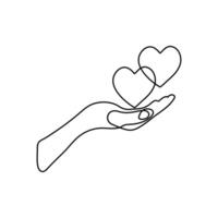Minimalist heart icon in one line style isolated on white vector
