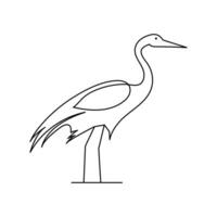 Continuous line art heron in abstract design vector