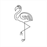 Flamingo icon in continuous one-line drawing minimalist style vector