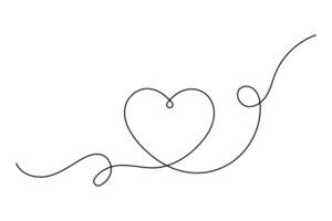 Simple minimal heart icon in single line outline vector