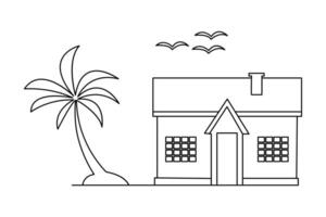 Artistic continuous line of house outline vector