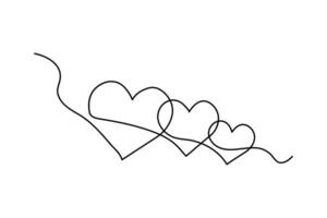 Hand drawn heart icon using continuous line technique M vector