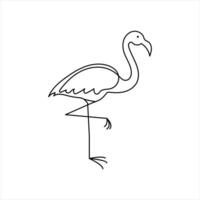Elegant flamingo icon using one-line technique vector