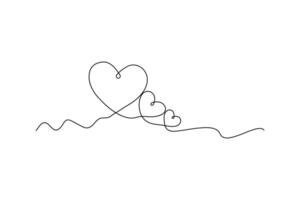 Heart symbol in single line minimalist drawing style vector