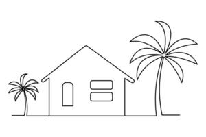 House concept drawing using one continuous line vector
