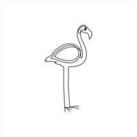 Monoline flamingo drawing with simple aesthetic vector