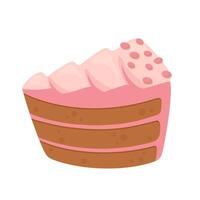 Cartoon Slice of Chocolate Cake with Pink Frosting and Sprinkles vector