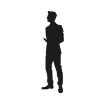 silhouette of man in suit standing with his hands in his pockets vector