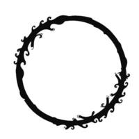 a black and white illustration of a circular frame with swirls vector
