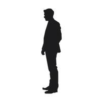 silhouette of a man in a suit standing in front of a white background illustration vector