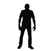 a silhouette of a man standing in front of a white background vector