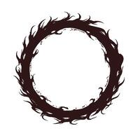 Fire border frame circle with a black and white design vector