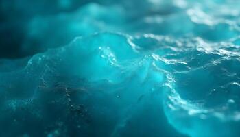 Rippling cosmic waves with starlight and teal ocean reflection with copy space photo