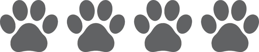 Four Simple Dark Grey Paw Prints in a Row vector