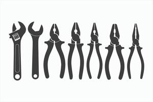 Assorted Hand Tools Wrenches and Pliers Collection vector