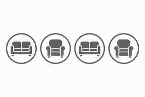 Set of Sofa and Armchair Icons in Circles vector