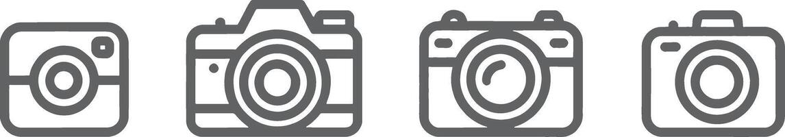 Collection of Four Simple Camera Icons Line Art vector