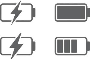 Battery Charging Icons Set Full Empty Low and Charging vector
