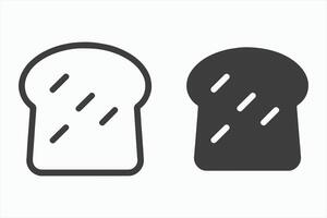Simple Line and Solid Bread Slice Icons vector