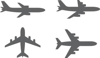 Airplane Silhouettes Set Top View and Side View vector