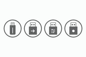 Four USB Flash Drive Icons in Circles Data Transfer vector