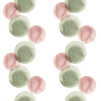 Cute dots seamless pattern with green and pink watercolor bubbles. Hand drawn circles background in dynamic,abstract graphics clipart for wallpaper, web,textile, fabric design png