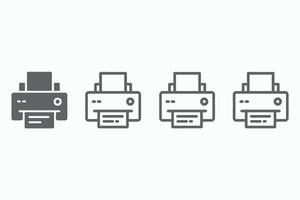 Printer Icons Set Solid Line and Outline Styles vector