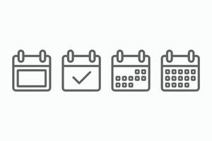 Four Calendar Icons Set Blank Checked Partial Full Month vector