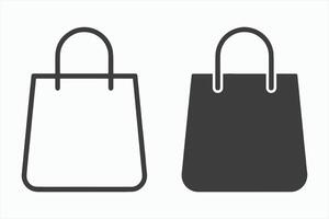 Simple Shopping Bag Icons Line and Solid Style vector