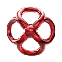 Red Glass Decorative Object With Four Circular Patterns Isolated On Transparent Background png