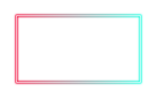 Minimalistic neon rectangle frame with a vibrant red to cyan gradient glow png