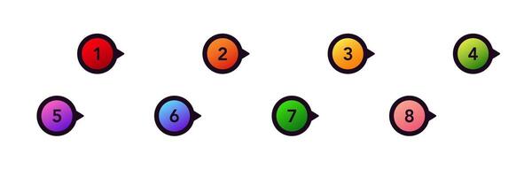 Colorful numbered icons for lists and presentations in various bright hues vector