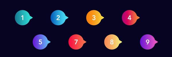 Colorful numbered icons for lists and bullet points in presentations and infographics vector