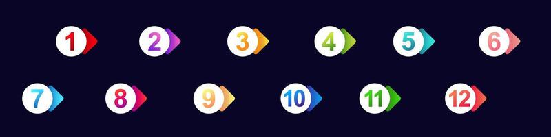 Bullet point icons in bright colors for lists and steps in presentations and infographics vector