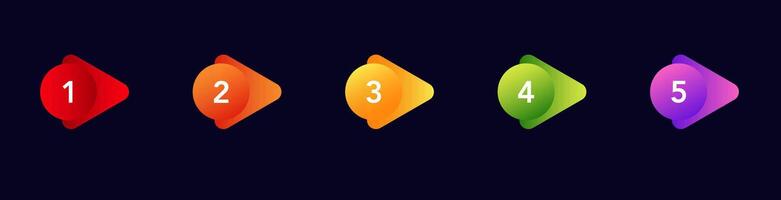 Colorful numbered bullet points for lists and presentations in vibrant circular designs vector