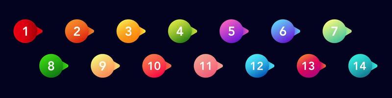 Colorful numbered icons for step by step list marker or instruction in presentations vector