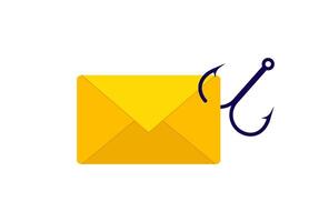 A vibrant yellow envelope featuring a hook that is securely attached to it vector