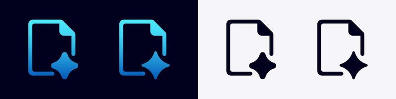 Ai intelligence icon set with document and star design for technology interface vector