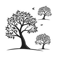 illustration of dead trees with branches on a white background. vector