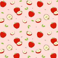 Hand drawn red apple pattern background vector