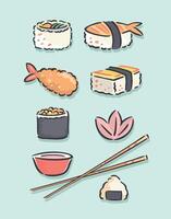 Simple and uncluttered style illustration of sushi pieces. vector