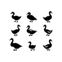 set collection duck silhouette icon design template vector