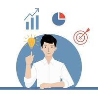 illustration man with a light bulb representing a business idea design flat style vector