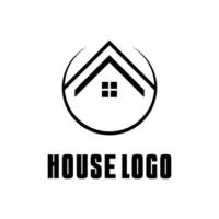 house logo design concept minimalist home icon in a circle vector