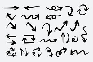 Collecting arrows that are hand-drawn. Simple arrows are set apart on a white background vector